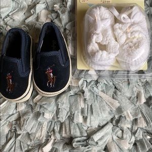 Newborn Ralph Lauren loafers & white knit booties